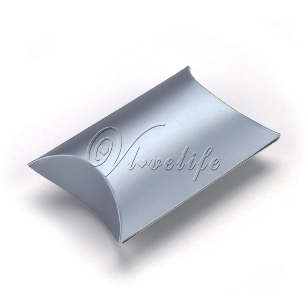 50 Stks/partij Stijl Kussen Vorm Doos Snoep Box Geschenkdoos Voor Wedding Party Favor Decor Karton/Pvc/bruin Kraft: silver