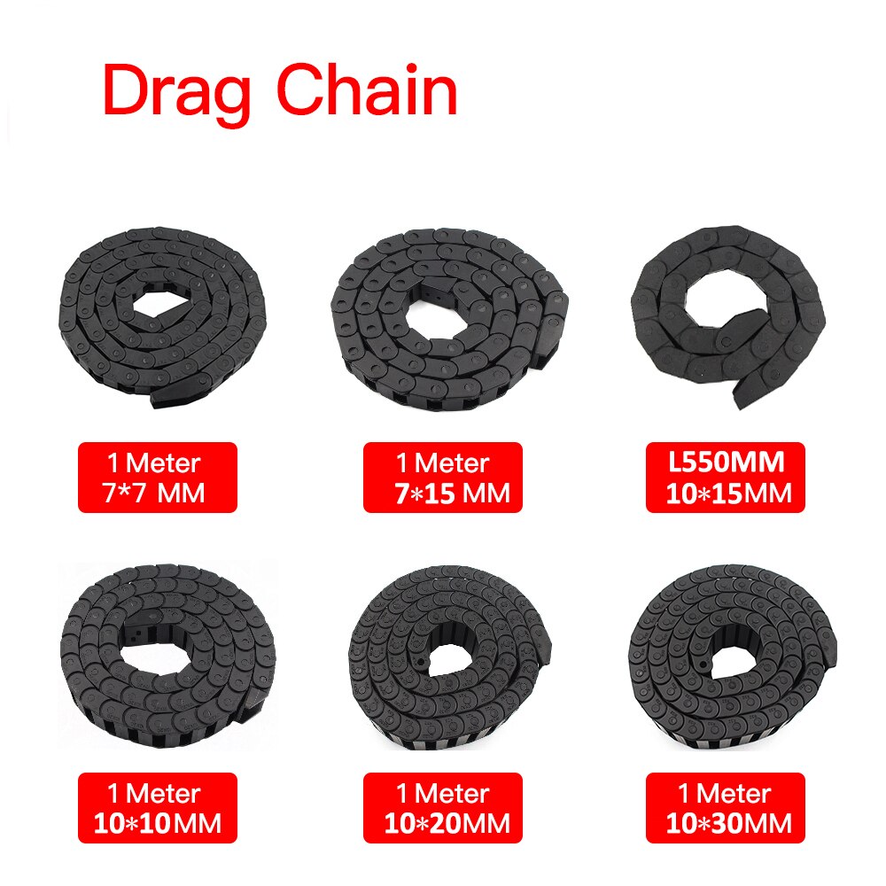 1 Meter Cable Drag Chain Wire Carrier with End Connectors Transmission Drag Chain For CNC Router Machine Tools 3D Printer Parts