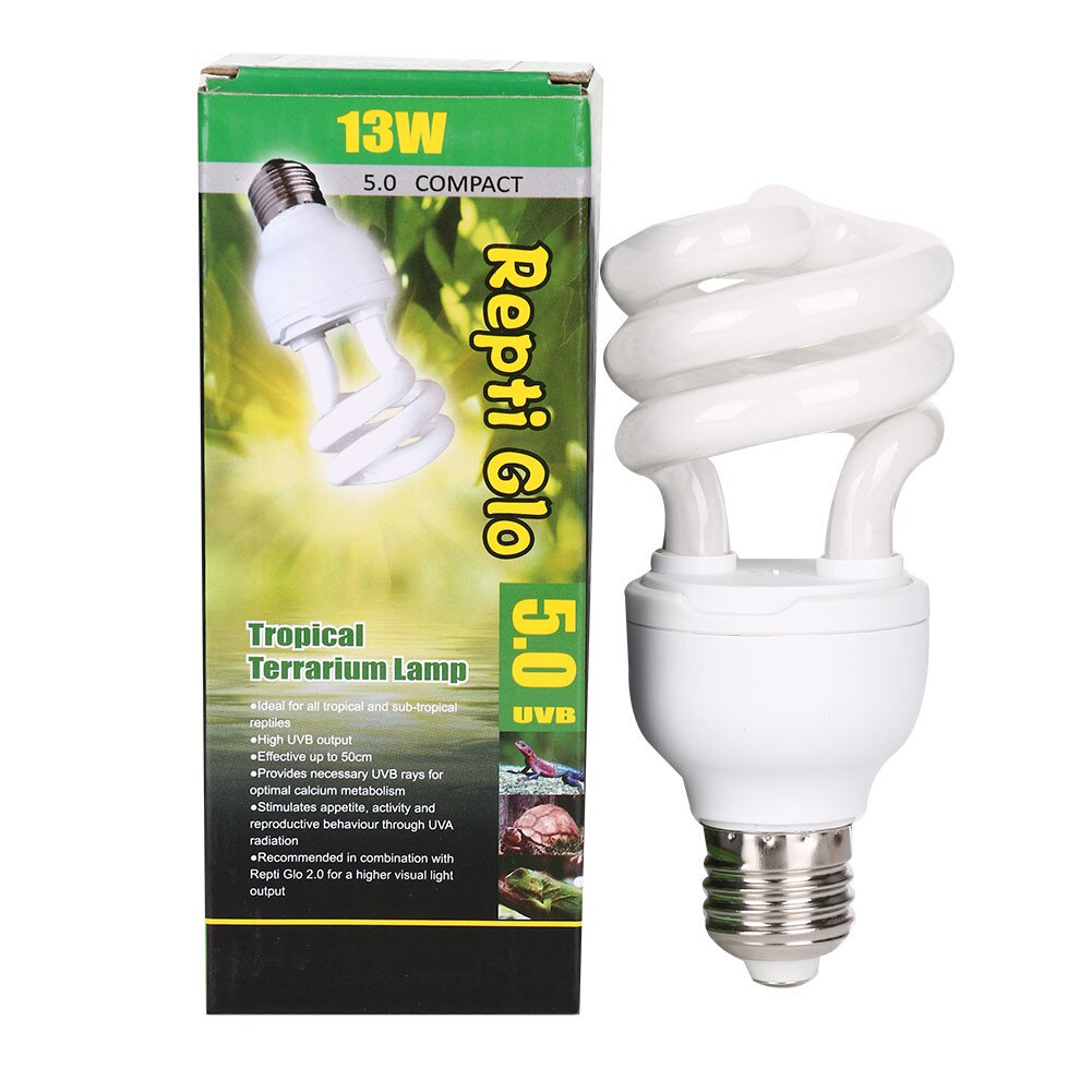 Bombilla UV para reptiles, lámpara de brillo para terrario, Tortuga, ES-E27, ahorro de energía, 13W, 5,0, 10,0, UVB: UV B5