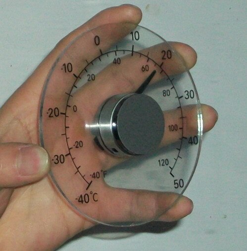 Round Stick-on Transparent Plastic Outdoor Window Thermometer