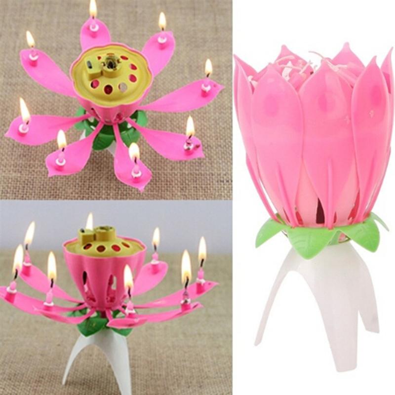 Lotus Verjaardag Kaars Met Muziek Draaiende Kaars Met Gelukkige Verjaardag Lied