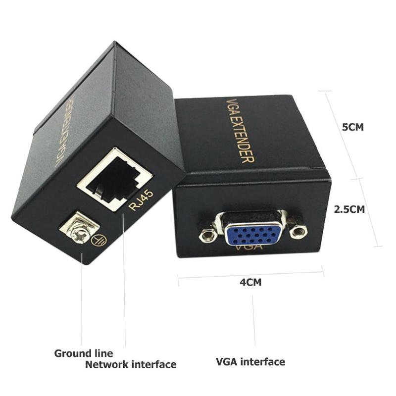 60M Vga RJ45 Signaal Extender Over Lan Ethernet Zender Ontvanger Adapter Voor Pc Video Transmissie