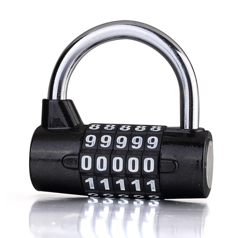Candado de aleación de Zinc con 5 dígitos, combinación de números, contraseña de viaje, código de seguridad, 5 colores: Black