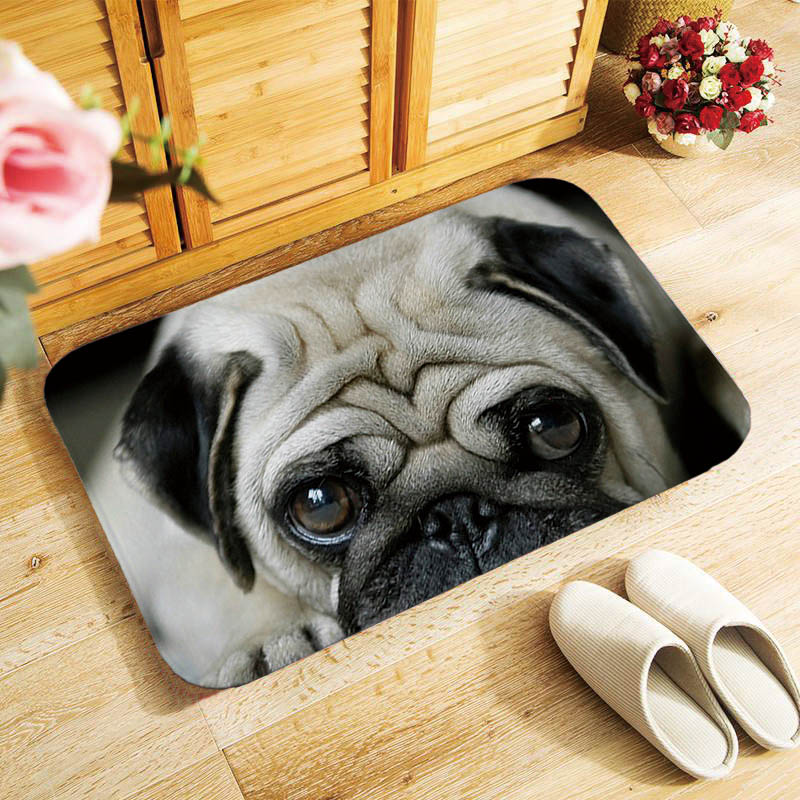 Adorkable Pug dogs printed doormat Entrance floor mats soft door mat antislip 40x60cm Bathroom Mats, Canis lupus familiaris QX: 10