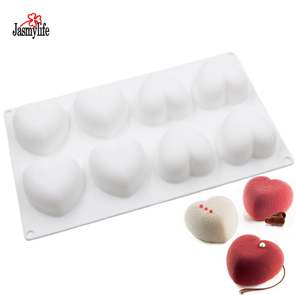 8 gaten liefde hartvormige Mousse Silicone Mold Cake Pan Bakken Tool Mousse Chocolade Dessert Jelly muffin Mould Pastry Decoratie