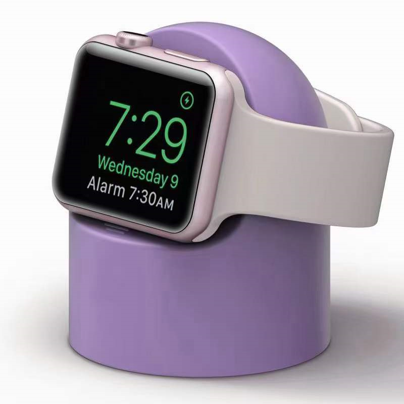 Zachte Rubberen Charger Stand Voor Apple Horloge 45Mm 41Mm 44 40 42 38 Mm Lading Accessoires Opladen Stand voor Iwatch 7 6 5 4 3 2 Se: Purple