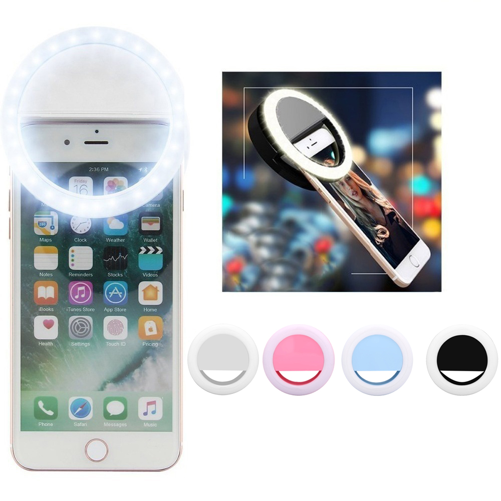 Akumulator USB Charge Selfie przenośny pierścień LED wypełnij światło aparat dla iPhone 3 poziomy jasności klip na wszystkich telefonach komórkowych