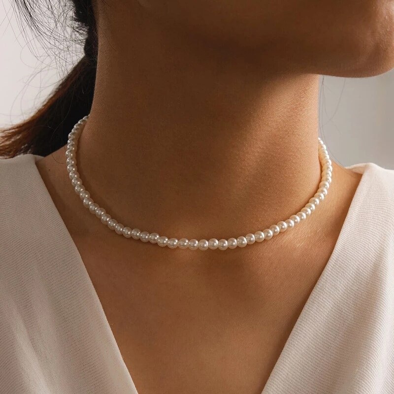 Mode Ketting Parel Ketting Voor Vrouwen Barokke Parel Metalen Charm Hangers Kettingen Choker Bead Chain Sieraden