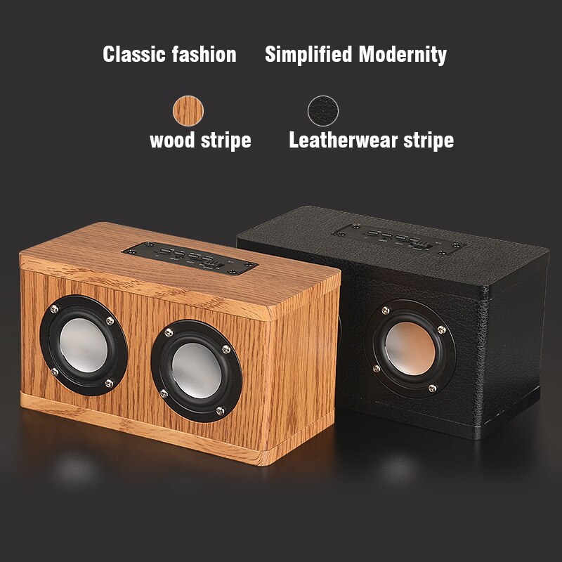 Holz und leder Bluetooth lautsprecher Stereo hyper Bass hohe Treue HiFi wirkung volle frequenz doppel lautsprecher drahtlose musik spielen