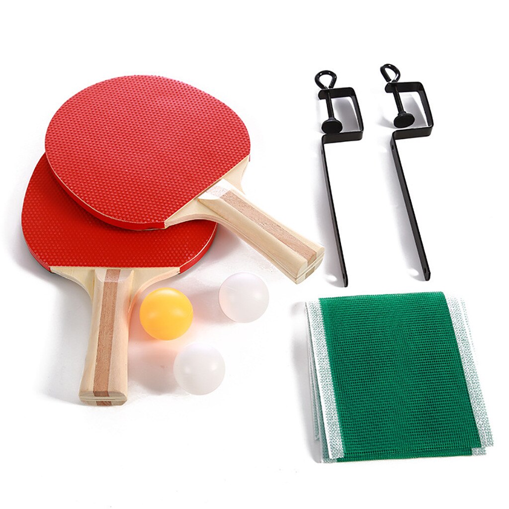 Inomhus ping pong paddle sport bärbar bordtennis nätfäste dubbel ping pong paddel racket set med väska dubbel racket set: Default Title