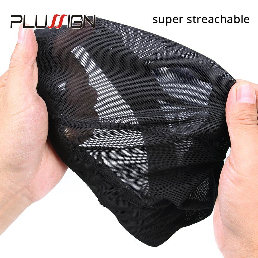 Plussign-gorro de malla con agujeros transpirables para pelucas, herramientas para hacer pelucas, tamaño S M L, color negro, 2 unids/lote