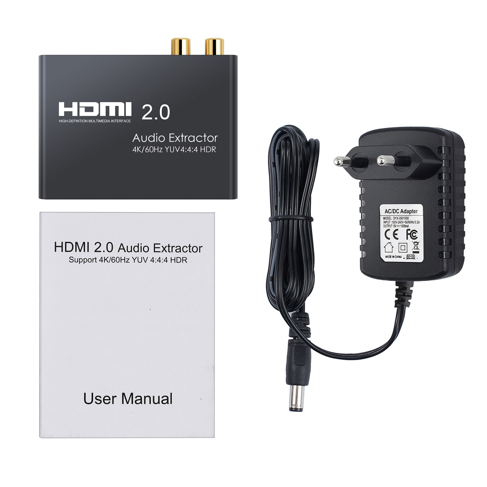 PROZOR HDMI to Optical TOSLINK SPDIF RCA L/R 3.5mm Headphone HDMI 2.0 Audio Extractor Support 4K 60Hz YUV 4:4:4 and HDR Adapter