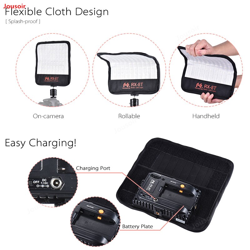 FalconEyes RX-8T Tageslicht Tragbare LED Foto Video Licht 90 stücke Wasserdichte flexibel Rollbar Tuch Lampe für Schießen CD50 T03 P