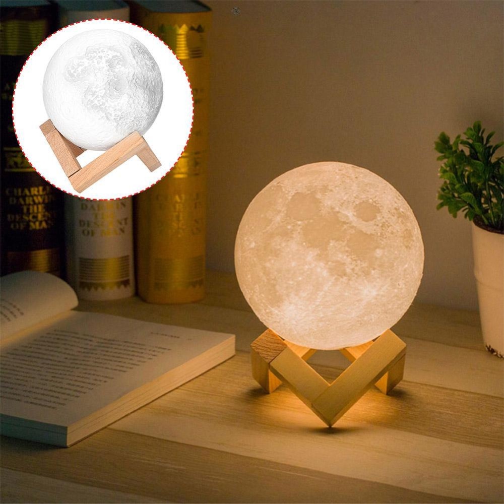 Juguetes mágicos de 8CM LED con control táctil Luz de luna Luna luminosa Día de los niños juguetes de luz con cable USB recargable
