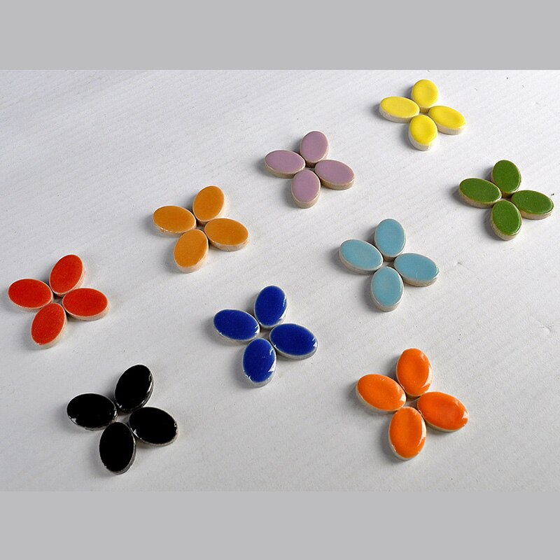 60 uds artesanía mosaico arte cinturón mosaico hacer porcelana azulejos de mosaico pendiente de joyería de Micro cerámica Oval ultrafino de cerámica
