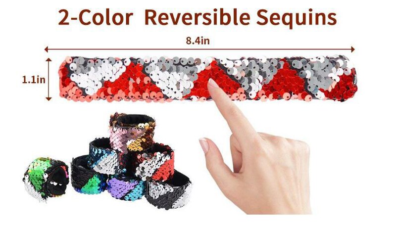 Pulseras de lentejuelas reversibles para niñas, pulseras slap de sirena, de , de Navidad, 6x12x24,