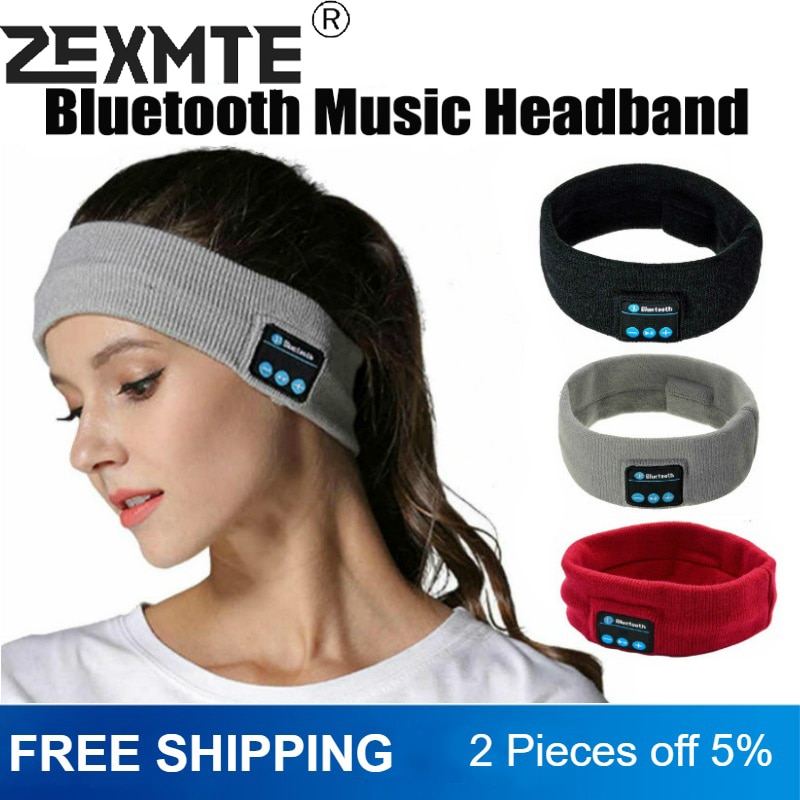 Zexmte Wireless Bluetooth Earphone Headband Sleeping Headphone Stereo Earphone Sports Headset Music Hat Eye Mask Thin Side Sleep