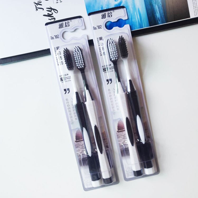 Soft Bristle Toothbrush Adult 2 Couple Wear Rose Soft Bristle Toothbrush Oral Cleaning Home Daily Use Department: 702   Black And White