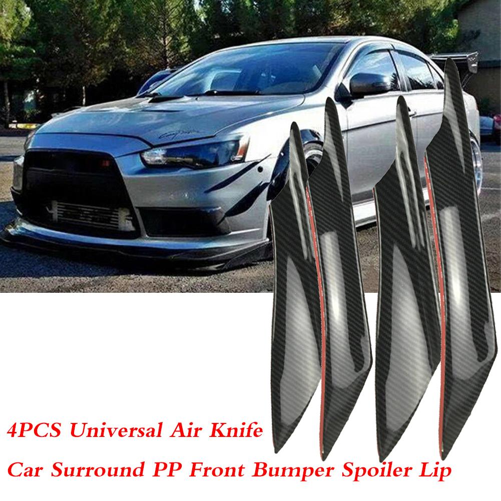 4 stuks Universal Carbon Fiber Fit Voorbumper Lip Splitter Fin Canards Lucht Mes Auto Body Kit Auto Spoiler Valentie chin Accessoire