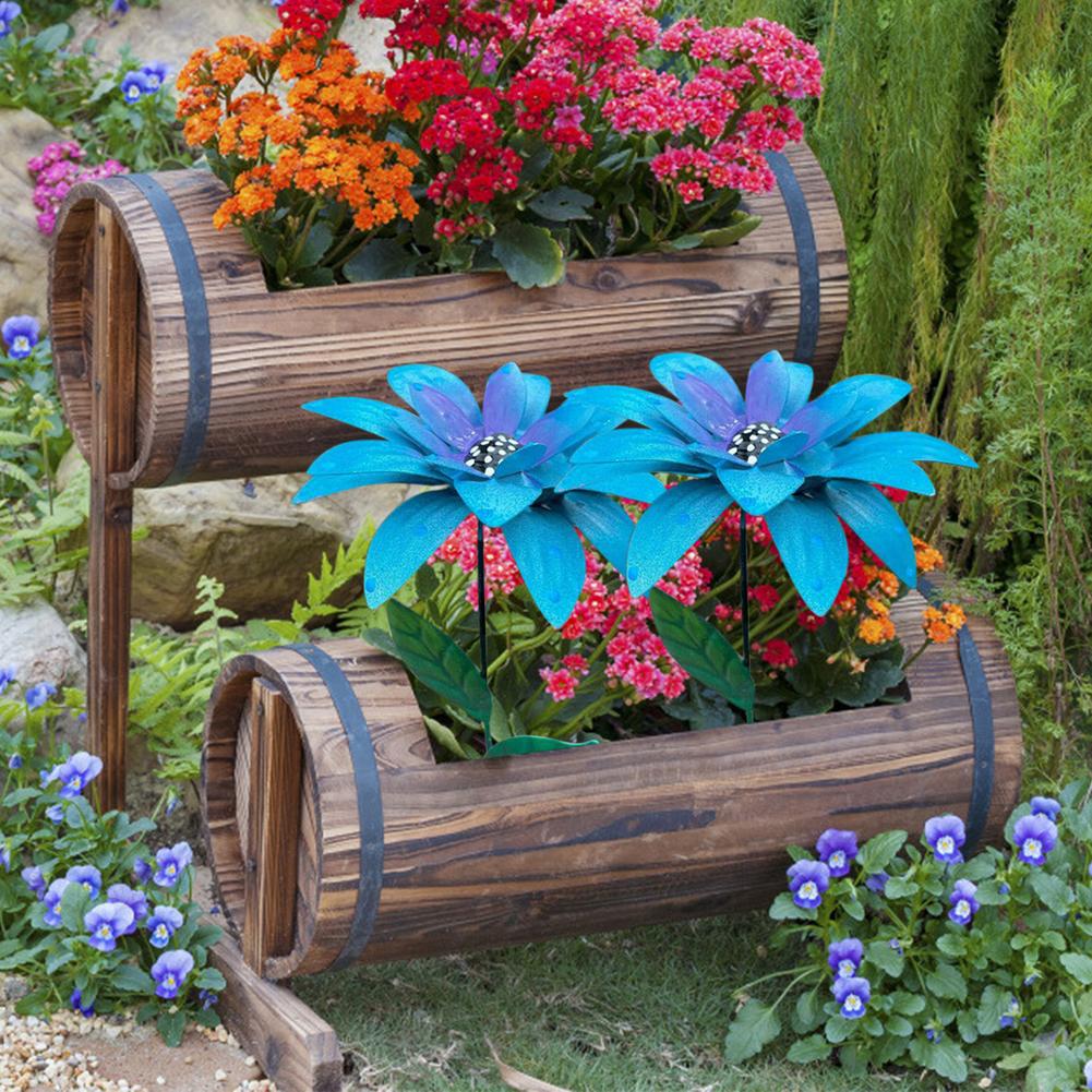 Outdoor Artificial Metal Flower Decor Garden Lawn Simulation Flower Flower Pot Terrace Metal Art Crafts Garden Decor Stakes