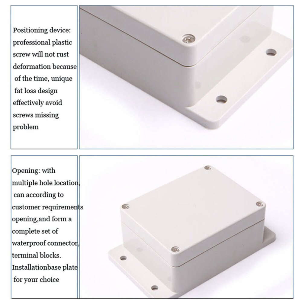 With Ears Abs Plastic Waterproof Box White Junction Box 115×90×55mm Monitoring Security Solid Square Protection Box