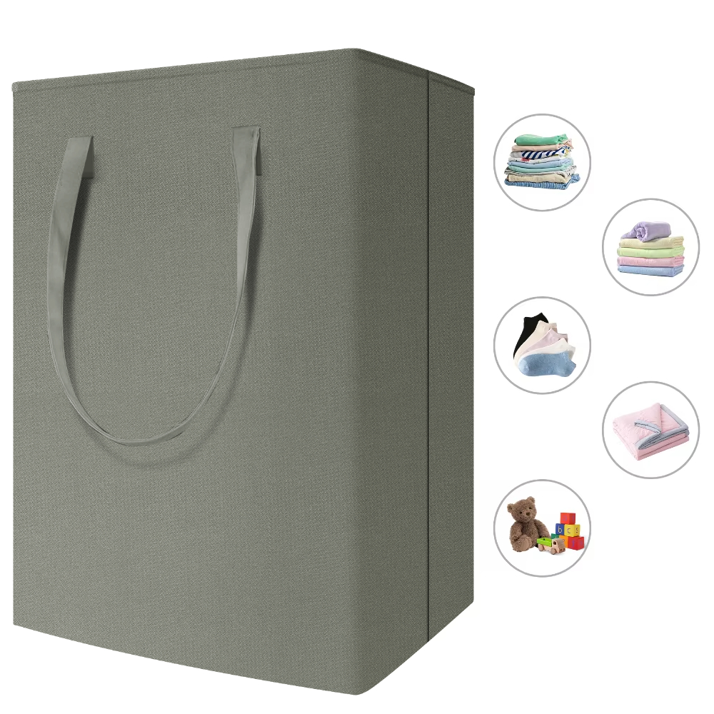 Grote wasmand 75L waterdichte vrijstaande wasmand Opvouwbare hoge wasmand met handvatten voor kledingspeelgoed