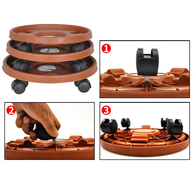 Movable Plant Stand Flower Pot Tray With Universal Wheel Heavy Duty Rolling Potted Rack Indoor Outdoor Balcony Garden GH