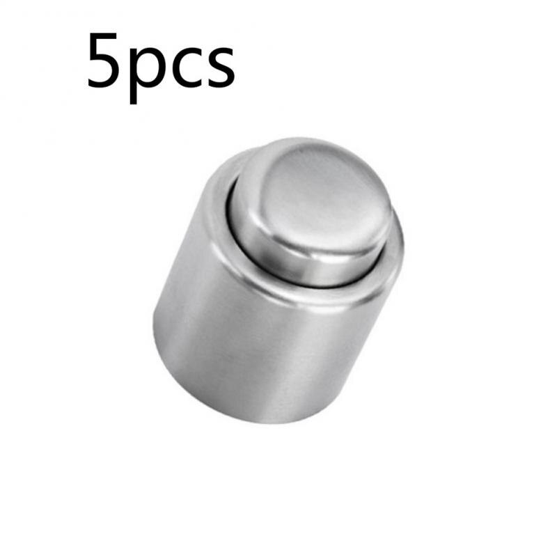 5Pcs Rvs Wijnfles Stop Vacuüm Rode Wijn Cap Sealer Verse Keeper Bar Gereedschap Fles Cover Keuken Accessoires: 5pcs
