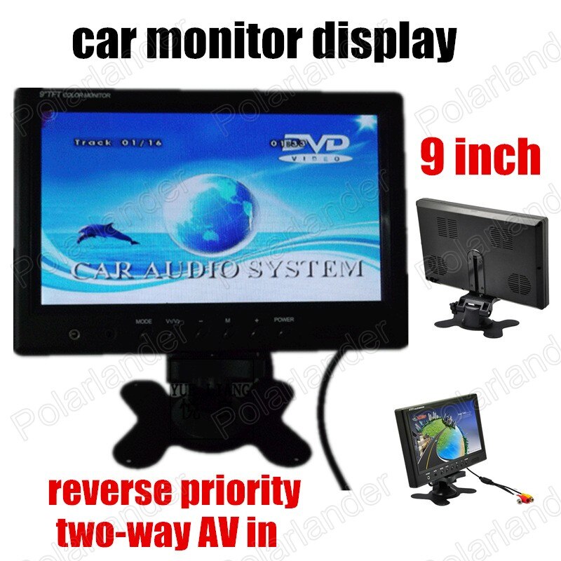 voor achteruitrijcamera reverse prioriteit 9 inch kleuren tft lcd auto monitor screen ondersteunt 2CH video-ingang