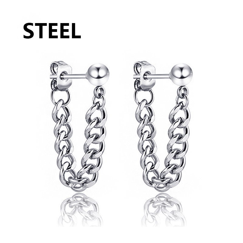 Luxe Kleine Bal Chain Stud Oorbellen Rvs Hiphop Oor Sieraden Hip Hop Rock Vrouwen Mannen Kleine Ballen Oorbel Accessoires: Licht Geel Goud Kleur