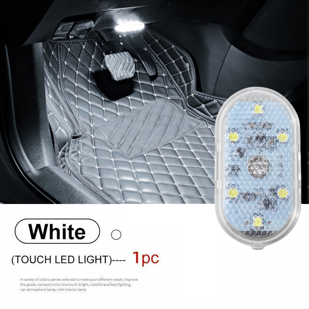 Luz táctil magnética, imanes de techo de mano para coche, lámpara de techo, iluminación interior para coche, luz de lectura nocturna, lámpara de lectura, luces interiores de coche: Blanco