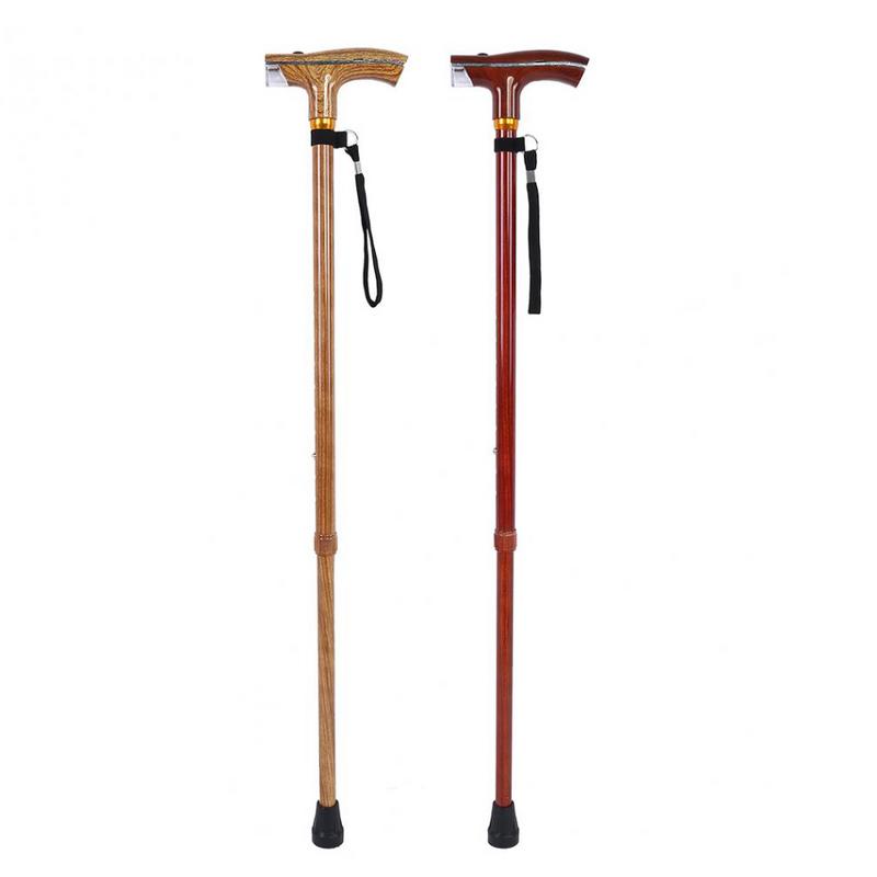 Bâton lumineux rétractable multifonction, bâton en bois léger d&#39;extérieur sûr, fournitures antidérapantes pour personnes âgées pour Camping randonnée