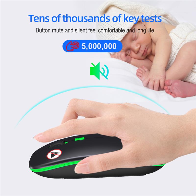 Ywit rgb wireless mouse  g852 silent 2.4g wifi & bluetooth 5.1 tragbare mini-maus kabellose maus für macbook laptop pc computer