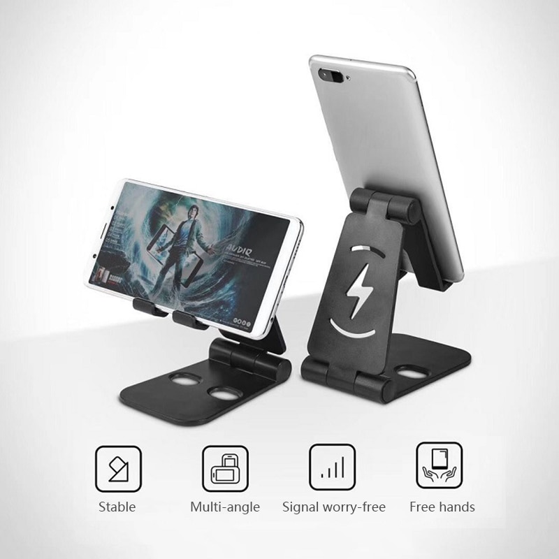 Dobrável suporte do telefone móvel suporte de mesa ajustável universal para iphone andorid telefone abs mesa celular suporte montagem