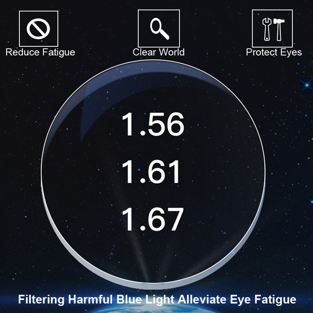 Peekaboo cr -39 harpiks anti blåt lys asfæriske recept briller linser klar nærsynethed hyperopi linse 1.56 1.61 1.67 1.74