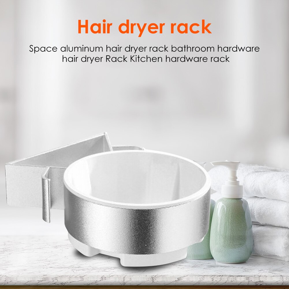 Badkamer Nail-Gratis Naadloze Rack Sterke Dragende Ruimte Aluminium Föhn Opslag Plank Blower Organizer