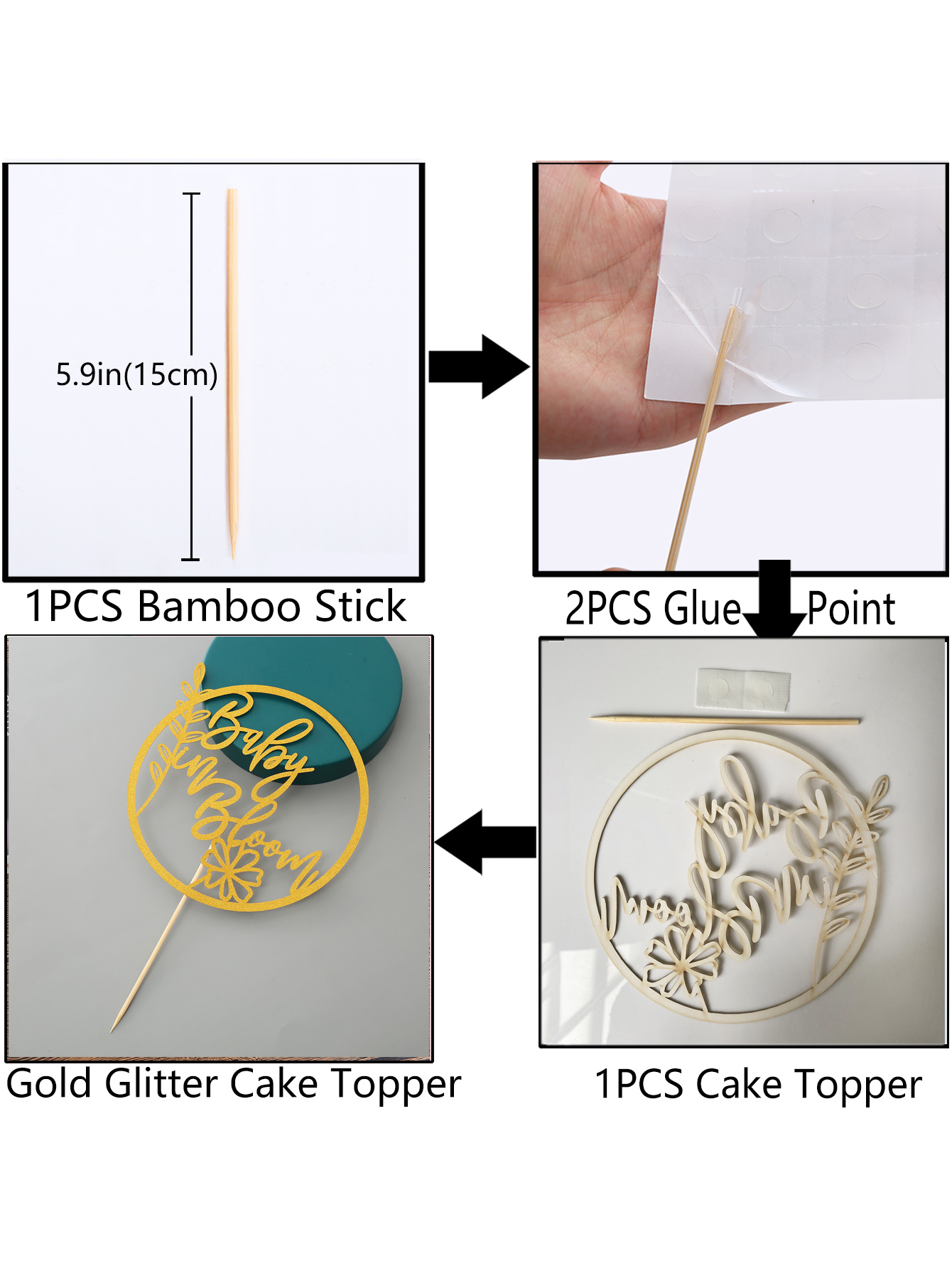 Baby in Bloom Cake Topper,Flower Theme Baby Shower Cake Topper, Floral Baby Shower Gender Reveal Patry Cake Decorations