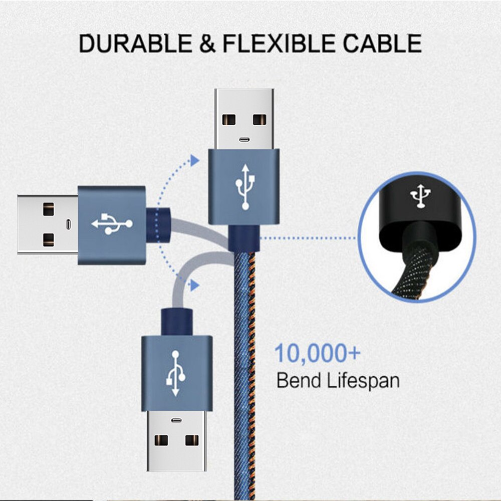 Uitstekende Denim Kabel Snelle Oplaadkabel Solide En Duurzaam Voor Iphone 11 X Xs Max Pro 8 7 6 6S Plus 5 Se Voor Iso Ipad Lader