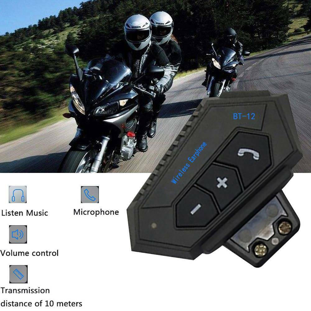 BT-12 Anti-interference Bluetooth Motorcycle Helmet Headset, Wireless Headphone Speaker,Hands-Free Intercom Motorbike Headphone