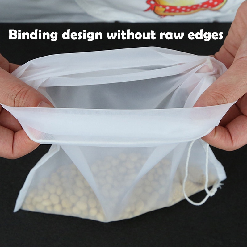 Soy Milk Wine Filter Bag Nut Milk Bag Tea Coffee Oil Yogurt Filter Net Mesh Kitchen Food Reusable Nylon Filter Bags Strainer