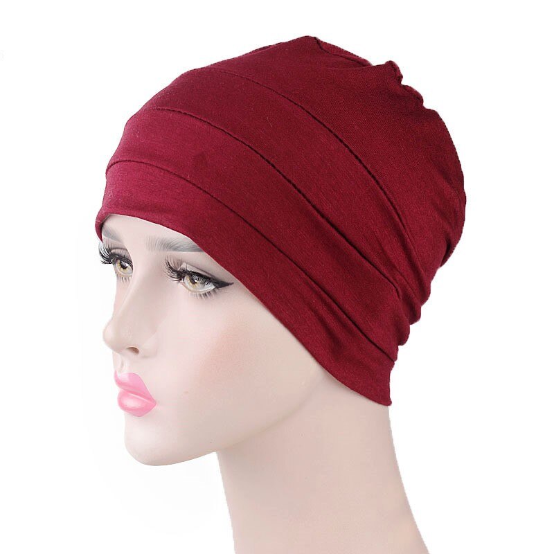 Gorro elástico de algodón 100% para mujer, gorrito de quimio para dormir, turbante de dormir, gorro para la cabeza, accesorios para la pérdida de cabello y el cáncer: Burgundy