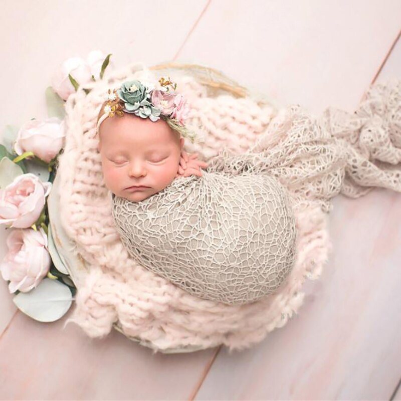 Baby Fotografie Prop Deken Kant Stretch Netto Wrap Doek Grof Mesh Hollow Fotografie Wrap Doek Ademend Fotografie Props