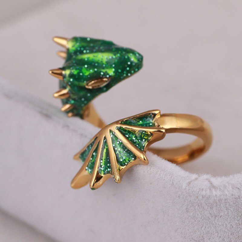 Gold Topaz Dragon Ring Lucky Fingere Huisdier Verstelbare Wrap Open Ringen Dier Sieraden Voor Vrouwen Meisje TRYC889