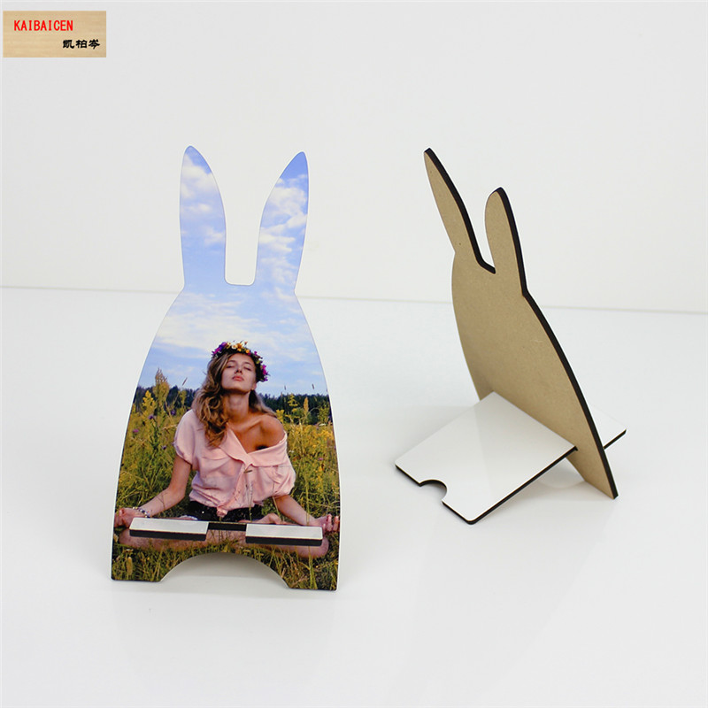 Sublimation MDF blank Universal Phone Stand Holder Cute Desk Stand for 3.5-10 Inch Smartphones Heat press printing: 8DCK-002 Rabit