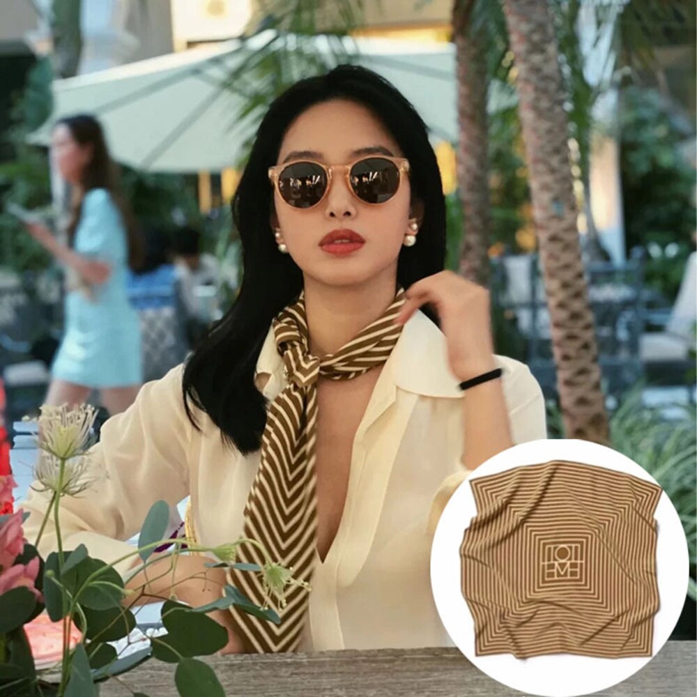 Silk Skinny Bag Scarf for Women Print Neck Scarves Head Band Long Ribbon Hairband Scarfs Accessories