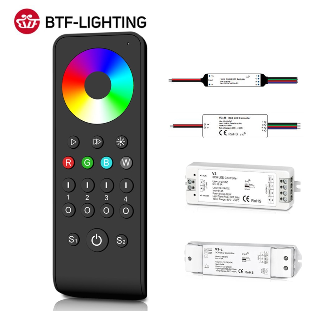 5050 Rgb Led Light Strip Controller Rf Touch Remote 3CH 2.4Ghz Controller 3528 2835 Rgb Led Strip Tape DC12V 24V 36V Max 648W