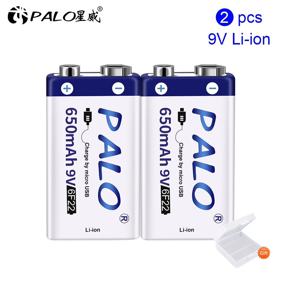 PALO 100% original 6f22 usb battery 9v rechargeable battery li ion ithium ion for Thermometer microphone: 2pcs