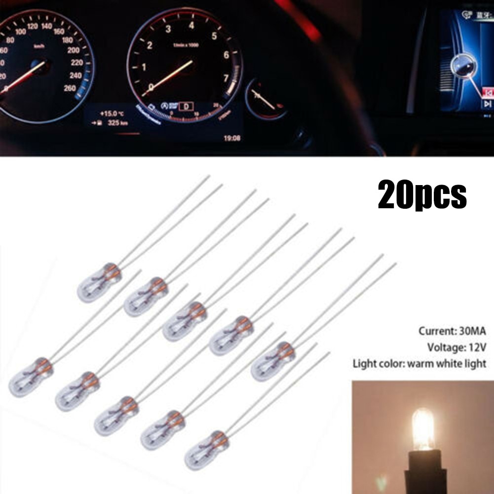 20pcs Miniature 3mm 12V T3 Lamp Light Bulb Incandescent Filament T3 Halogen Bulb Car Audio Gear Indicator Light Dashboard Bulbs