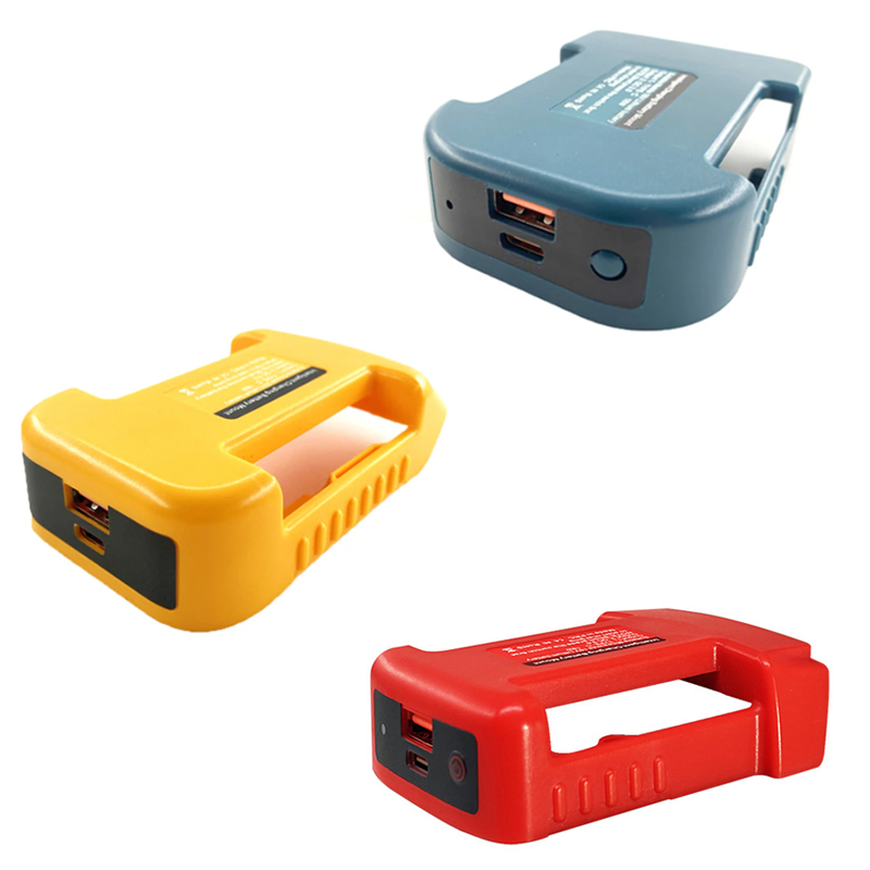 Adaptador de cargador USB mejorado para Makita, Dewalt, Milwaukee, iones de litio de 18V con/sin soporte de batería USB tipo C, carga rápida