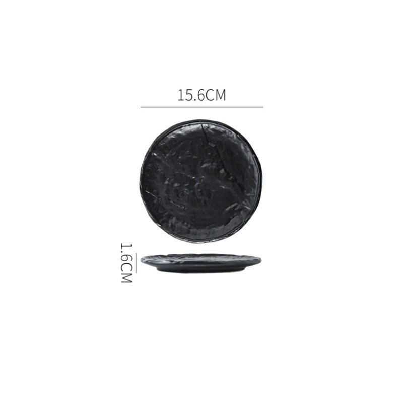Japanese Ceramic Stone Pattern Black Glaze Dinner Plate Steak Salad Plate Home Dessert Sushi Square Dish Restaurant Tableware: 6 inch round